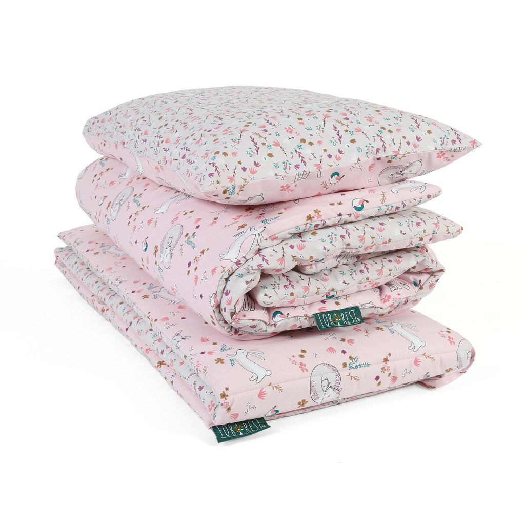 FORREST 3 Piece Organic Reversible Cot Bed Set - Meadowland