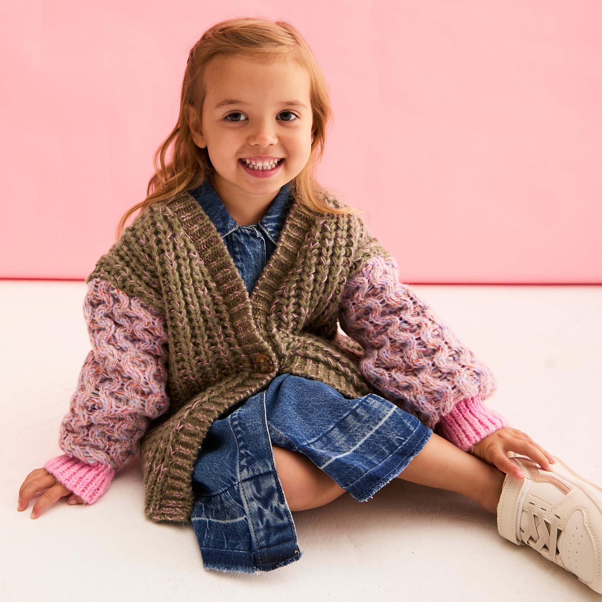 Cara & The Sky Madison Mini Me Oversized Balloon Sleeve Kids Cardigan
