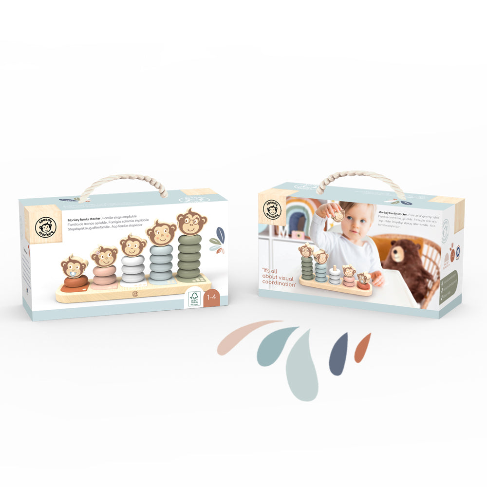 Speedy Monkey Wooden Family Stacking Toy
