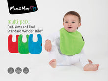 3 PACK - Mum 2 Mum Standard Bibs - Red / Lime / Teal