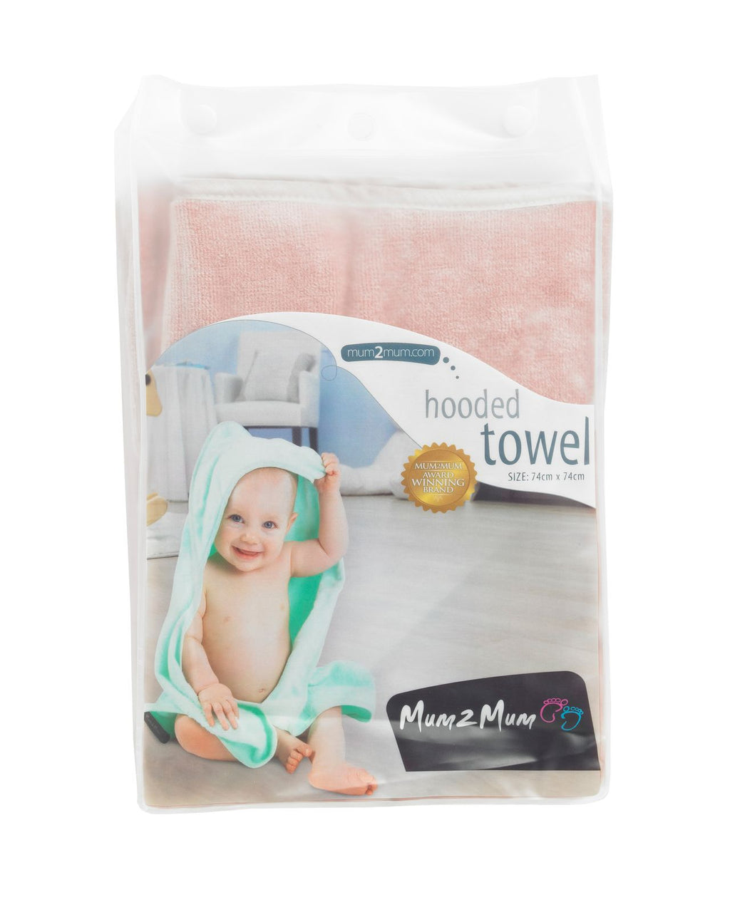 Serviette à capuche Mum 2 Mum rose bébé
