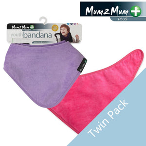 2 PACK - Mum 2 Mum PLUS Youth Bandana - Cerise / Purple