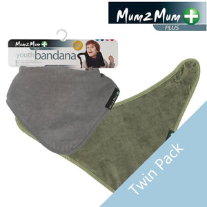 2 PACK - Mum 2 Mum PLUS Youth Bandana - Olive / Mushroom