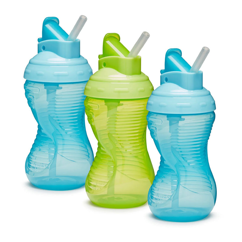 Munchkin Mighty Grip Straw Cup - Blue & Green - 10Oz - 3 Pack