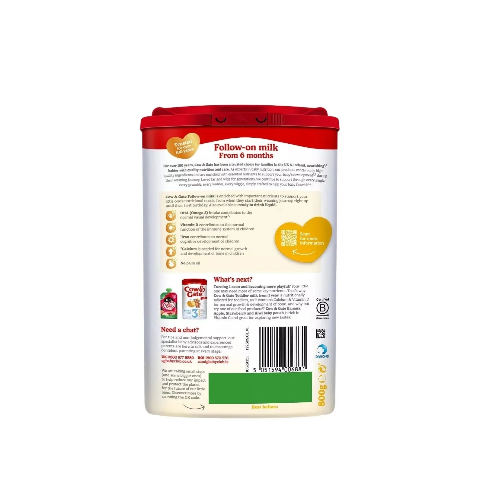 Cow and Gate 2 Follow On Milk Formula - 6-12 months 800g