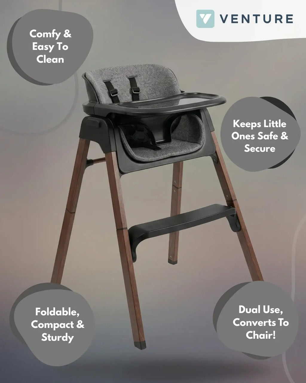 Neyo 2-in-1 High Chair - Black