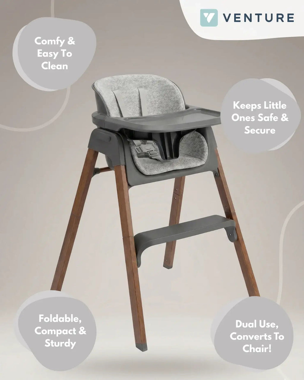 Neyo 2-in-1 High Chair - Grey