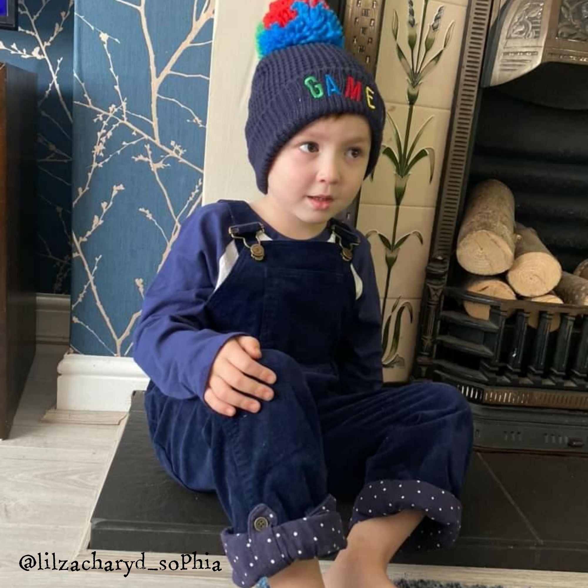 Dotty Dungarees Corduroy Dungarees - Navy Blue