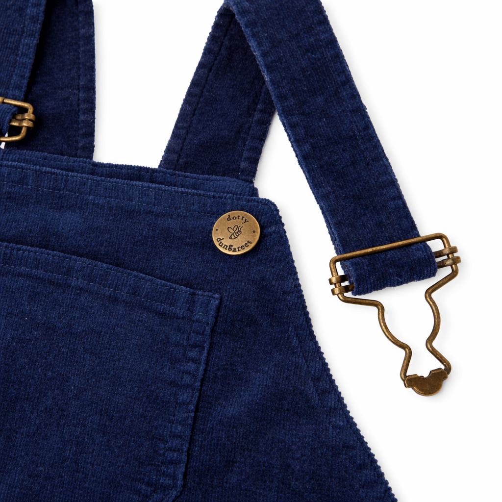 Dotty Dungarees Corduroy Dungarees - Navy Blue