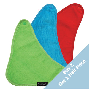 3 PACK - Mum 2 Mum Bandana Style Baby Bibs - Red / Lime / Teal