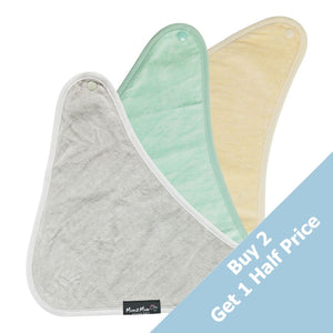 3 PACK - Mum 2 Mum Bandana Style Baby Bibs - Lemon / Mint / Stone