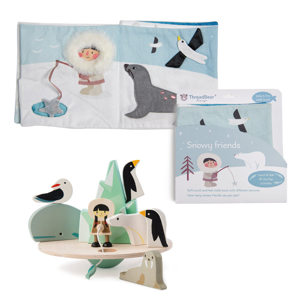 Threadbear Designs Balancing Polar Toy & Snowy Activity Book Bundle