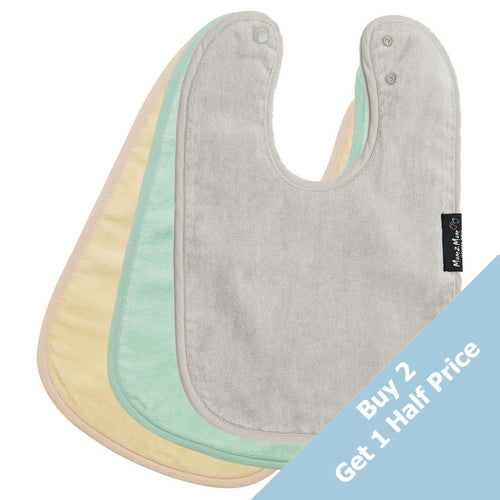 3 PACK - Mum 2 Mum Standard Bibs - Lemon / Mint / Stone