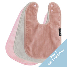 3 PACK - Mum 2 Mum Standard Bibs - Dusty Pink / Baby Pink / Stone