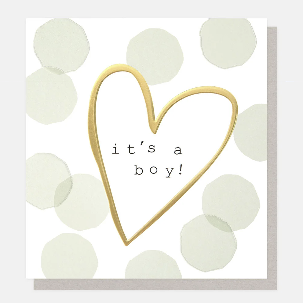 Caroline Gardner Greetings Card - It's A Boy! Blue Confetti & Gold Heart