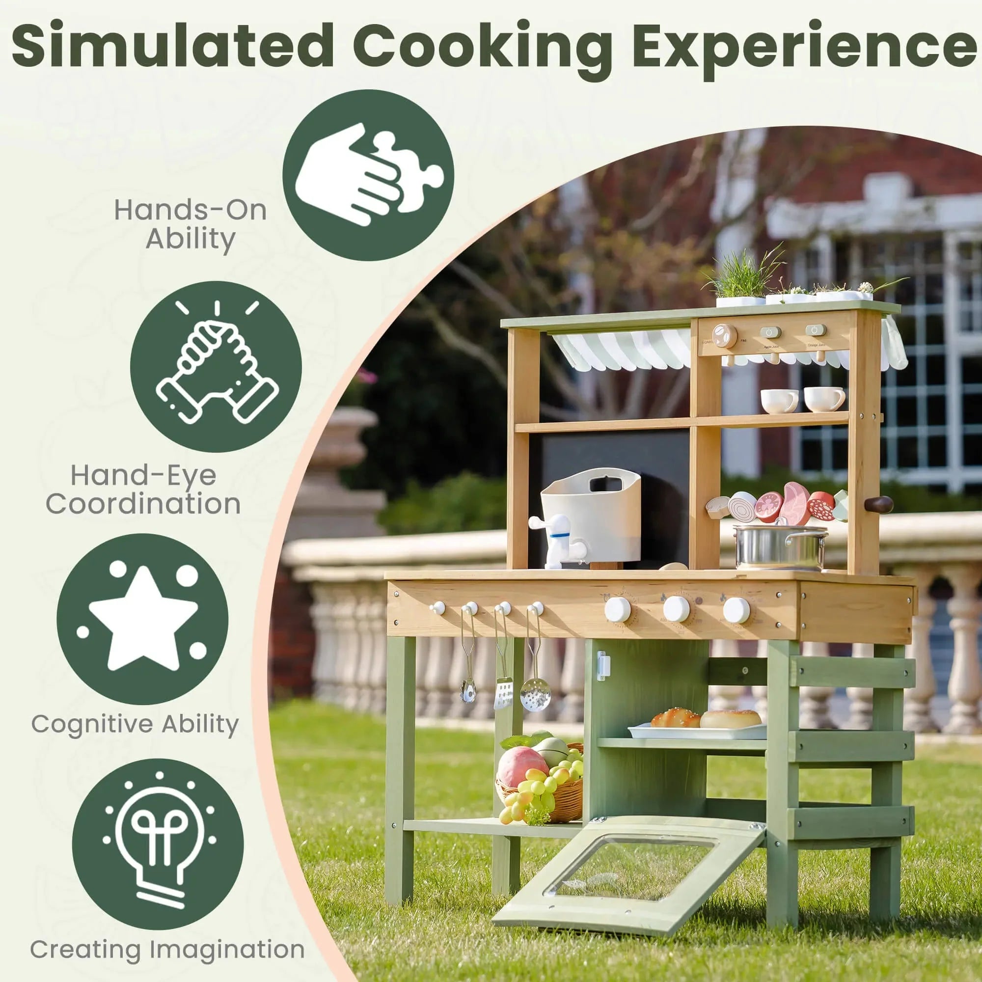 Wooden Outdoor Mud Play Kitchen – Green