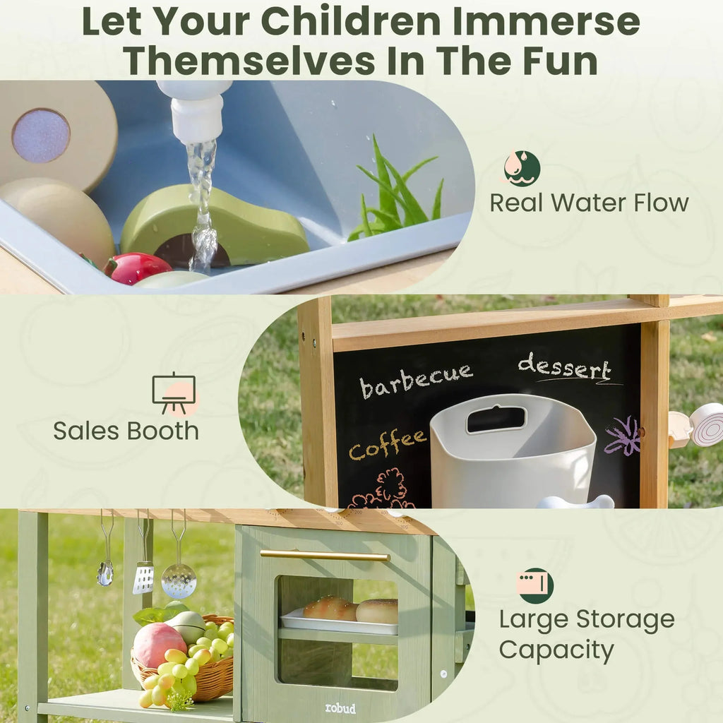 Wooden Outdoor Mud Play Kitchen – Green
