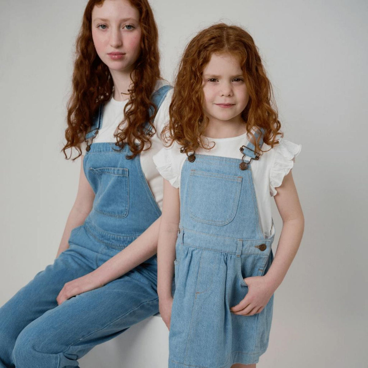 Dotty Dungarees Pinafore Dress - Pale Denim