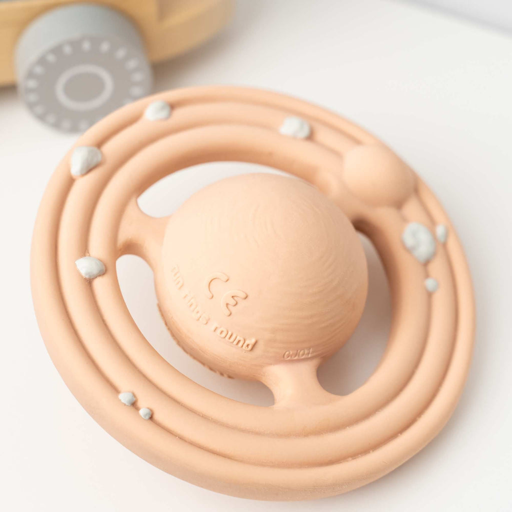 Natural Rubber Space Teether Baby Toy - Planet CH3W® Ringed Planet