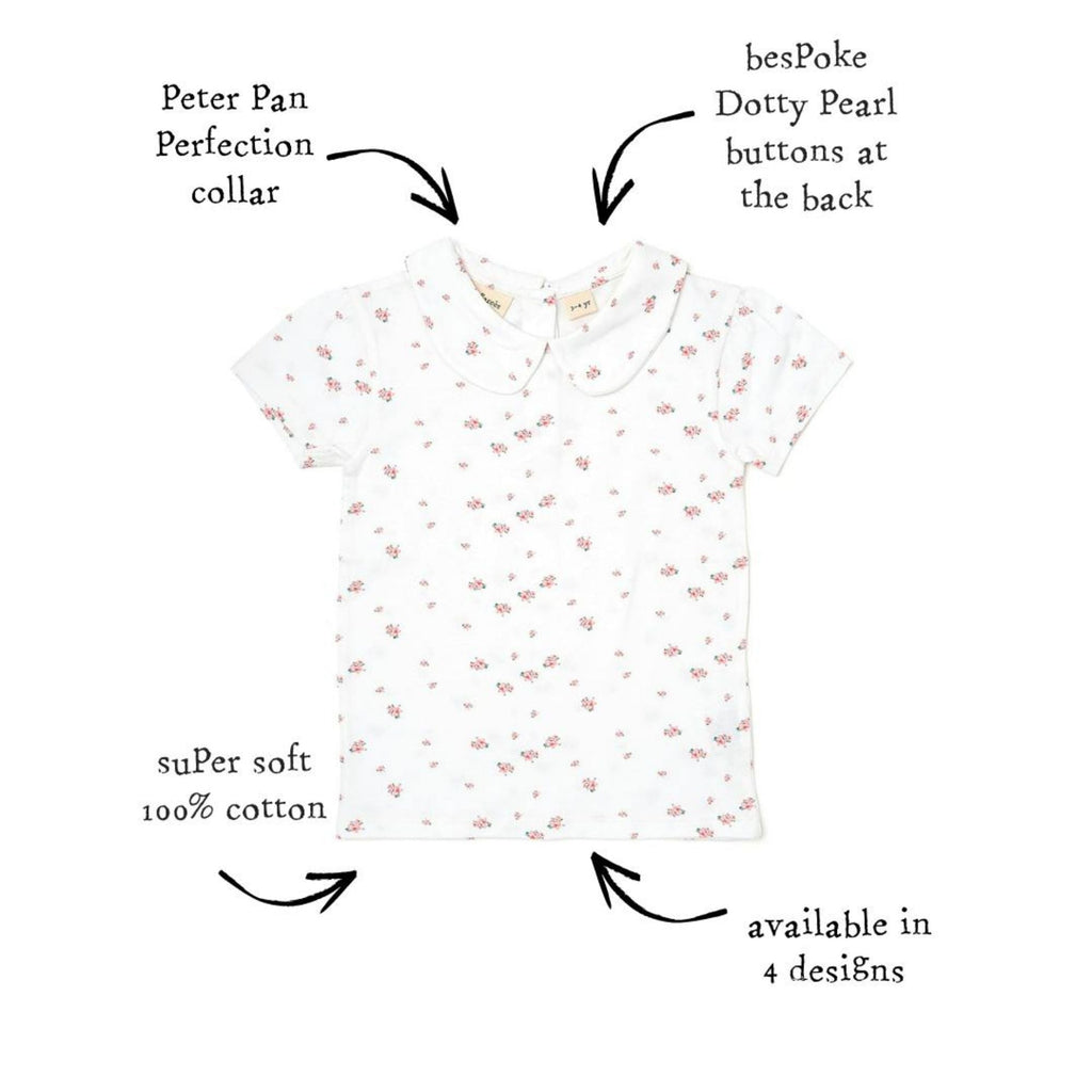 Dotty Dungarees Peter Pan Short Sleeved T-Shirt - Floral