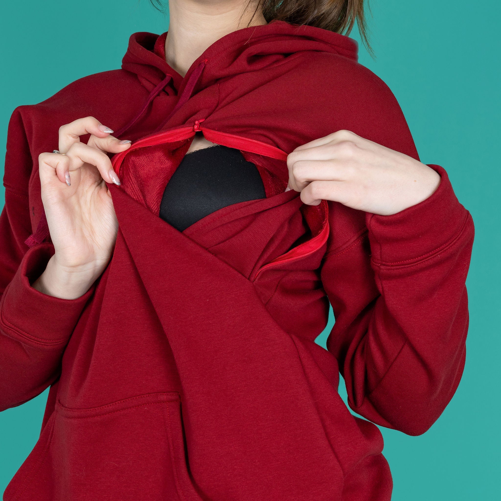 Breastfeeding Hoodie - Burgundy