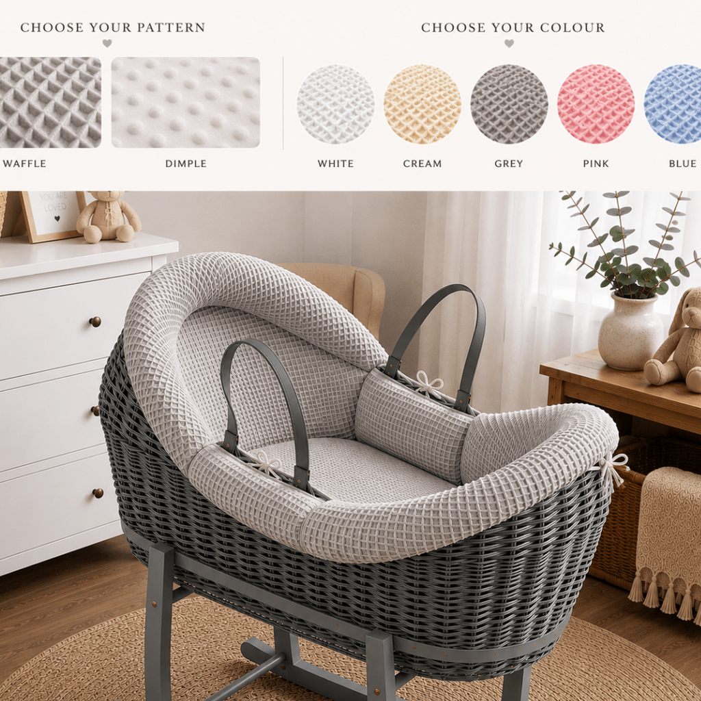 For Your Little One Wicker Pod Baby Deluxe Moses Basket with Bedding Set - No stand included