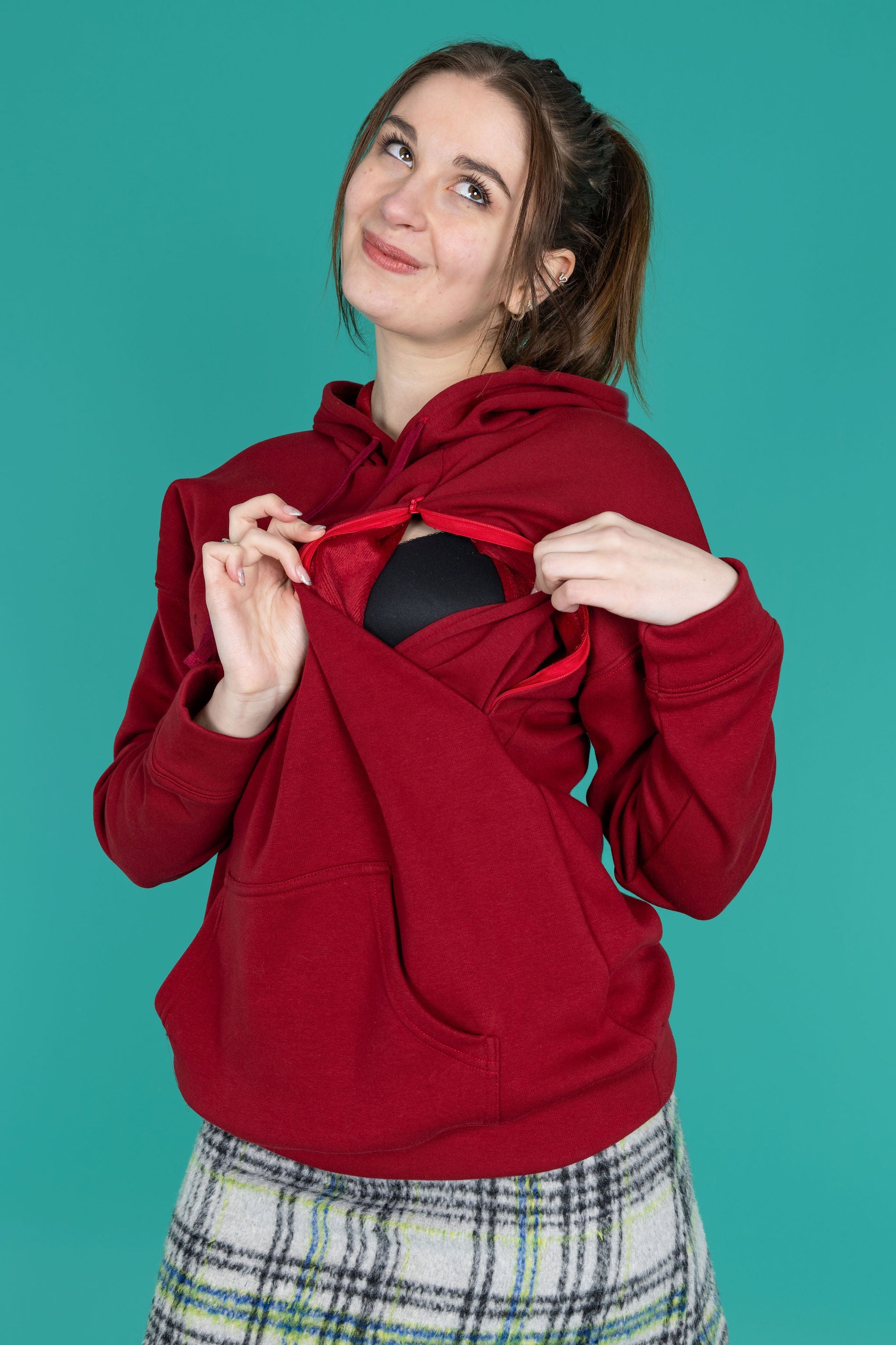 Breastfeeding Hoodie - Burgundy