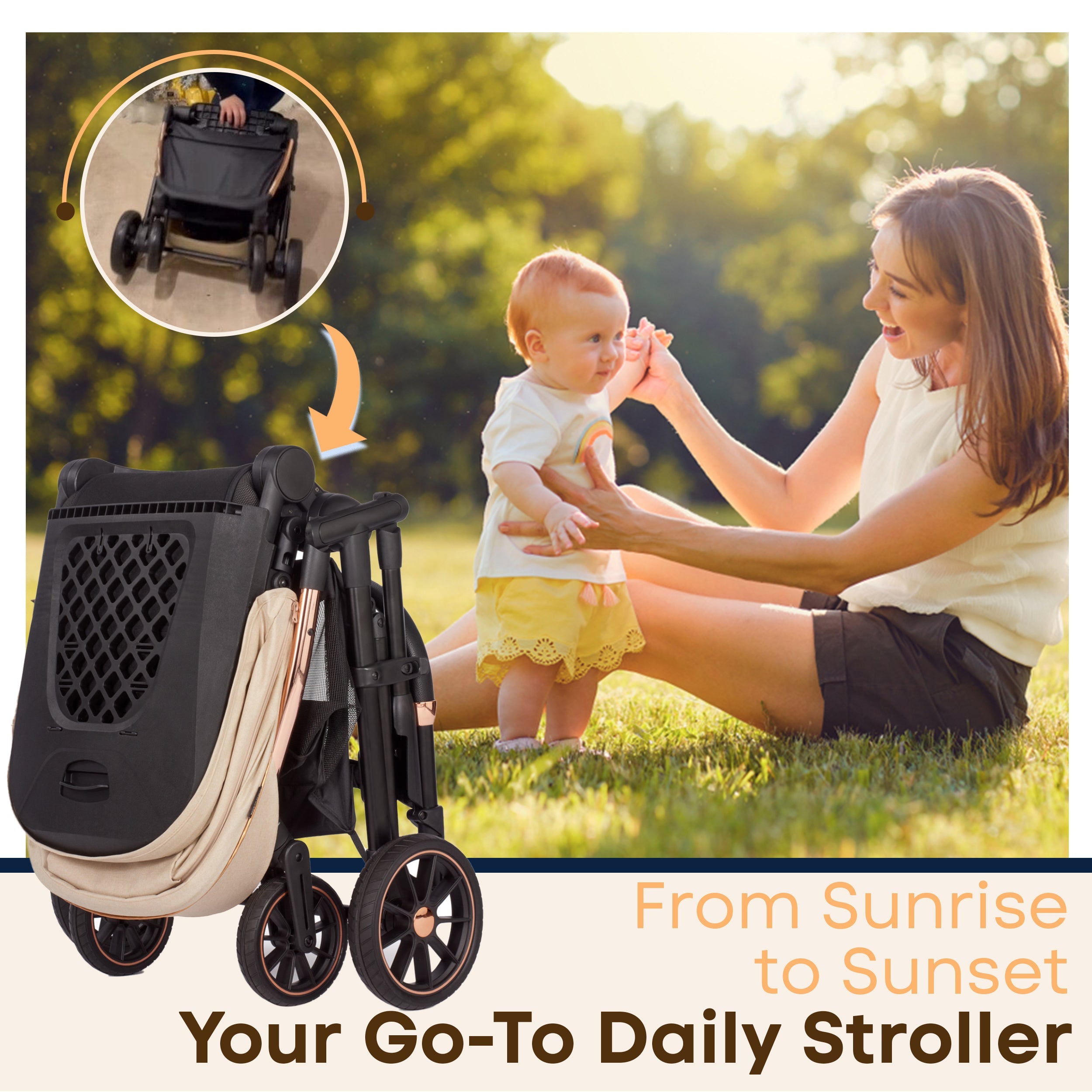 Lejoux+ Baby Pram Stroller Pushchair - 0 Months +