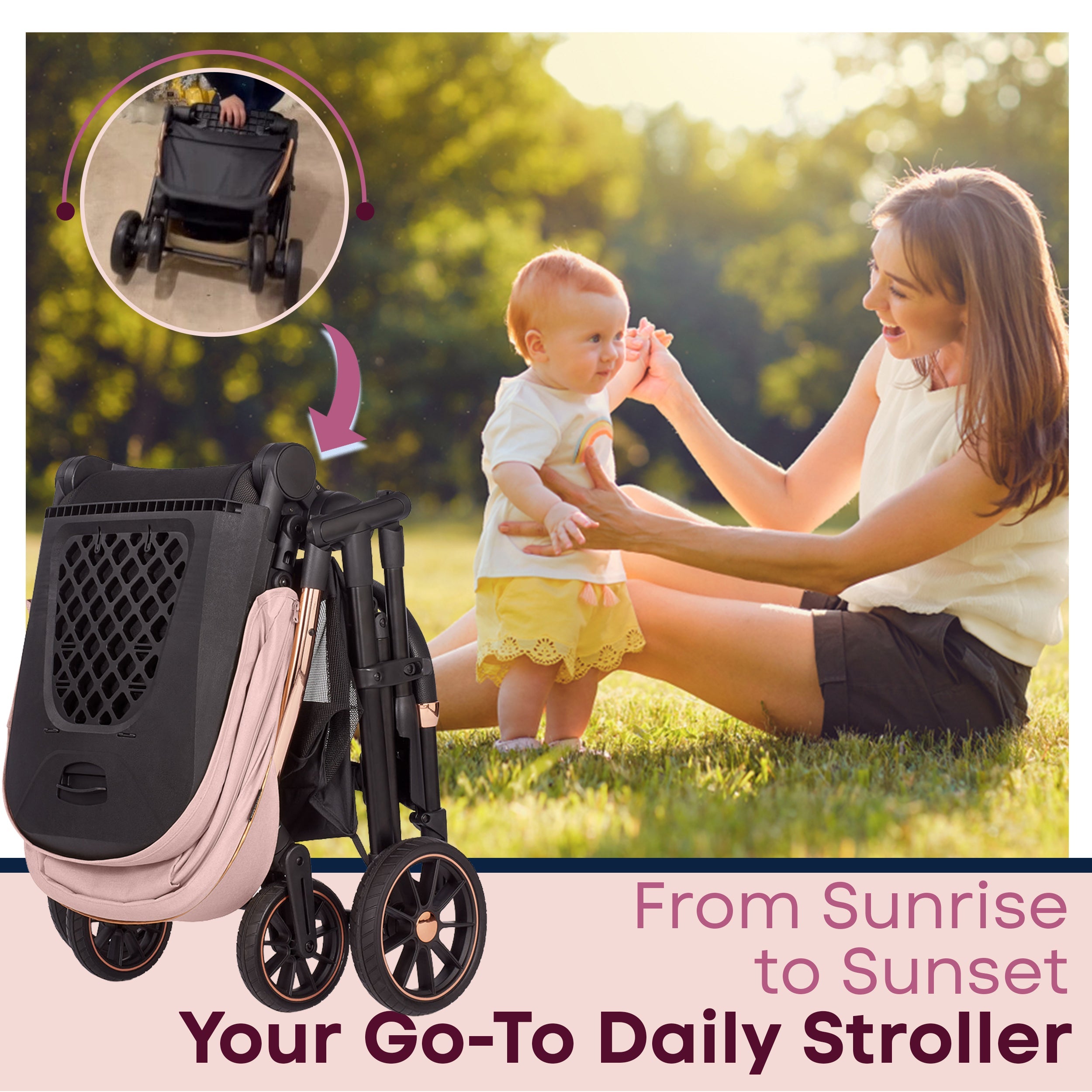 Lejoux+ Baby Pram Stroller Pushchair - 0 Months +