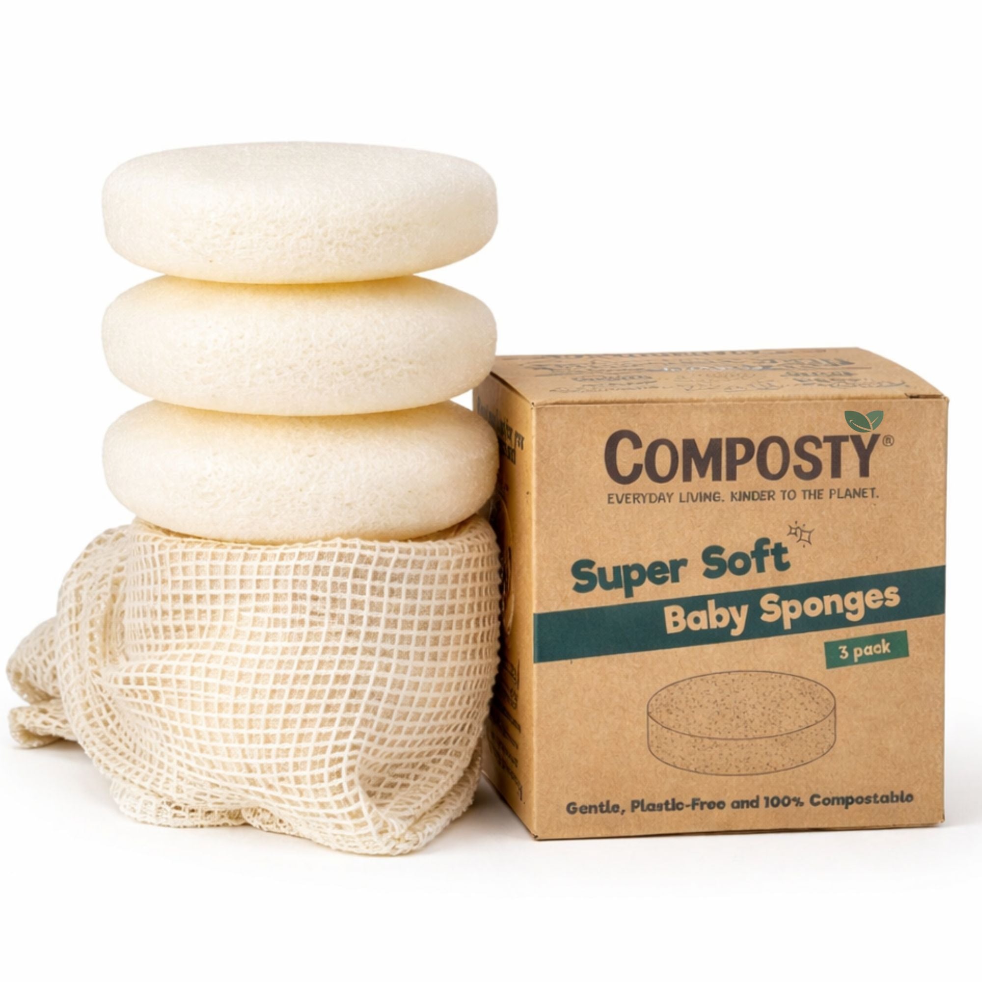 Composty Super-Soft Baby Bath Sponges – 3 Pack