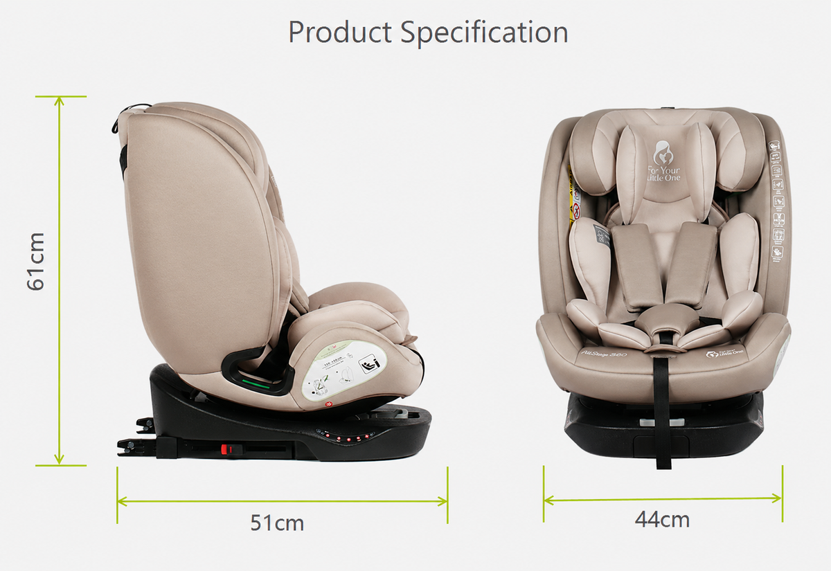 For Your Little One AllStage 360 0/1/2/3 ISOFIX I-Size Car Seat - Blush Rose (Birth-12 Years)
