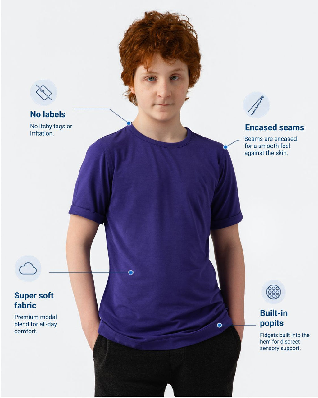 Comfa Kids Fidget-T x Caudwell Children – Short Sleeve - Purple