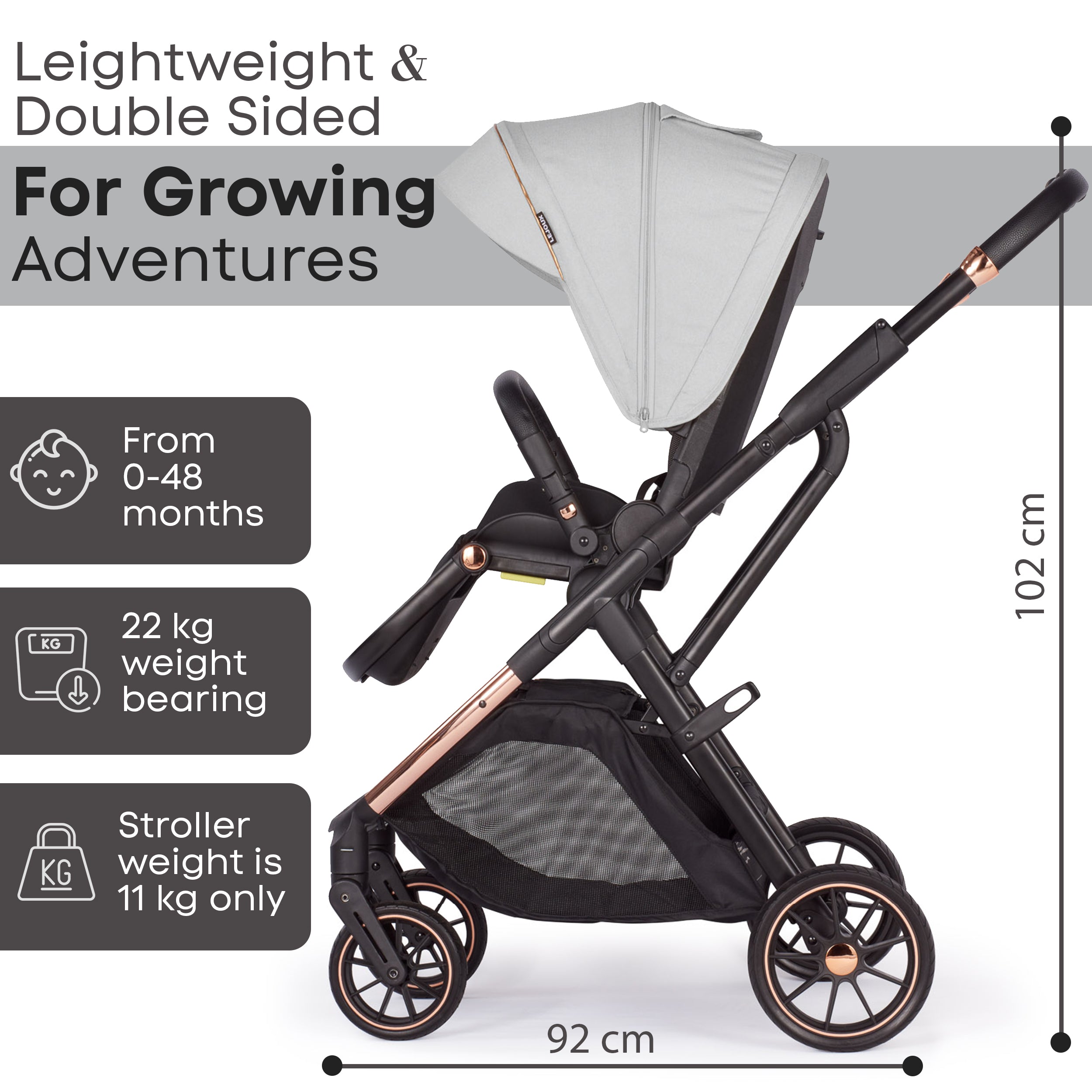 Lejoux+ Baby Pram Stroller Pushchair - 0 Months +