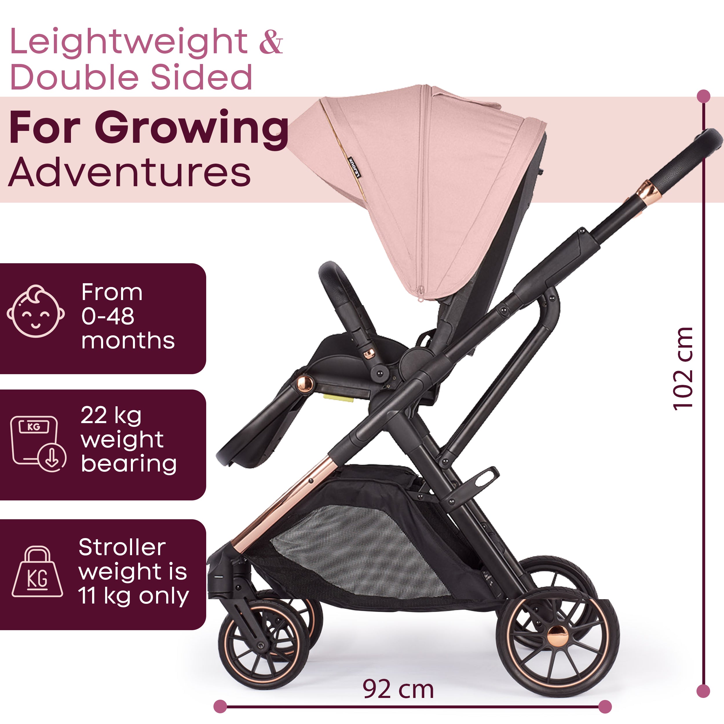 Lejoux+ Baby Pram Stroller Pushchair - 0 Months +