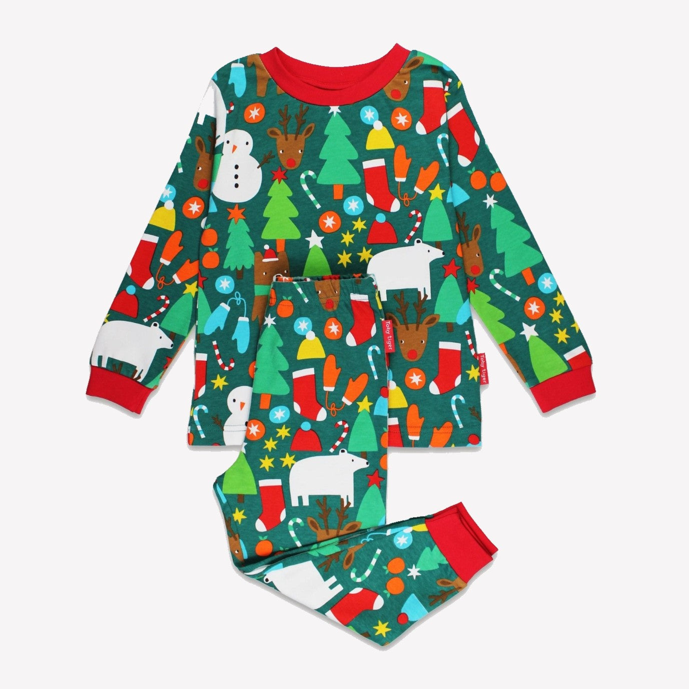 Toby Tiger Organic Pyjamas - Christmas Bear Print