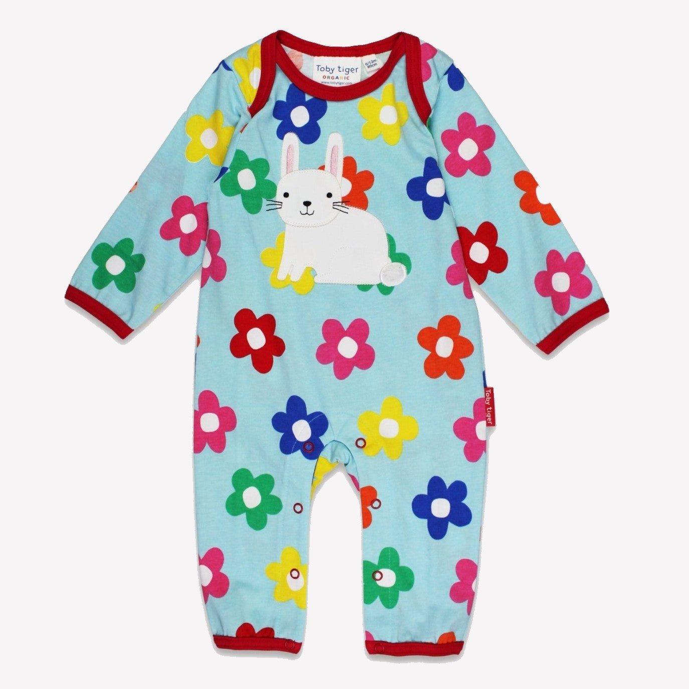 Organic Applique Sleepsuit - Rainbow Bloom Bunny