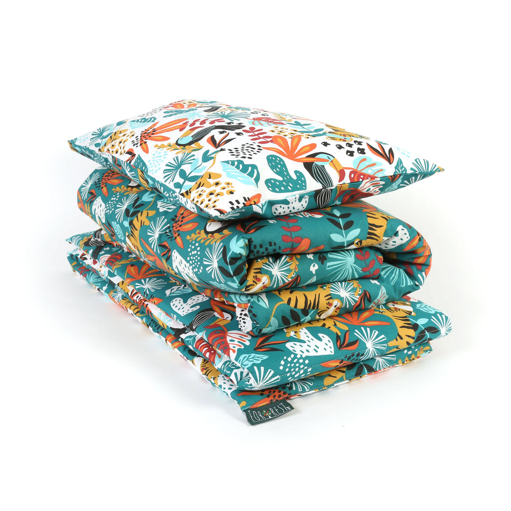 FORREST 3 Piece Organic Reversible Cot Bed Set - Rainforest