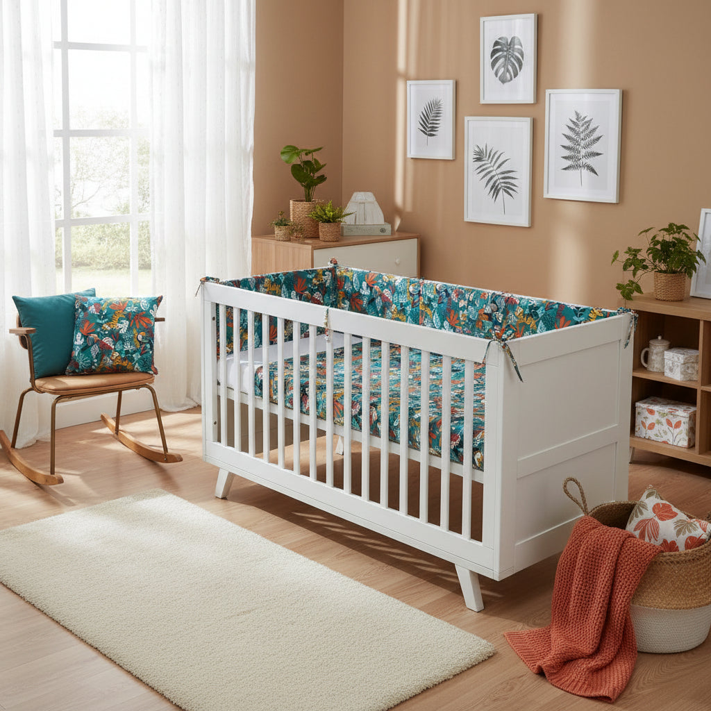 FORREST 3 Piece Organic Reversible Cot Bed Set - Rainforest