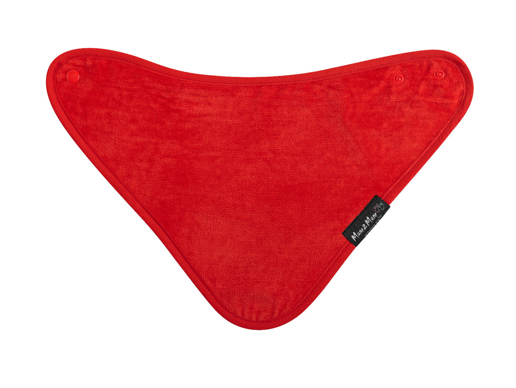 Red bandana with a brand label on a white background