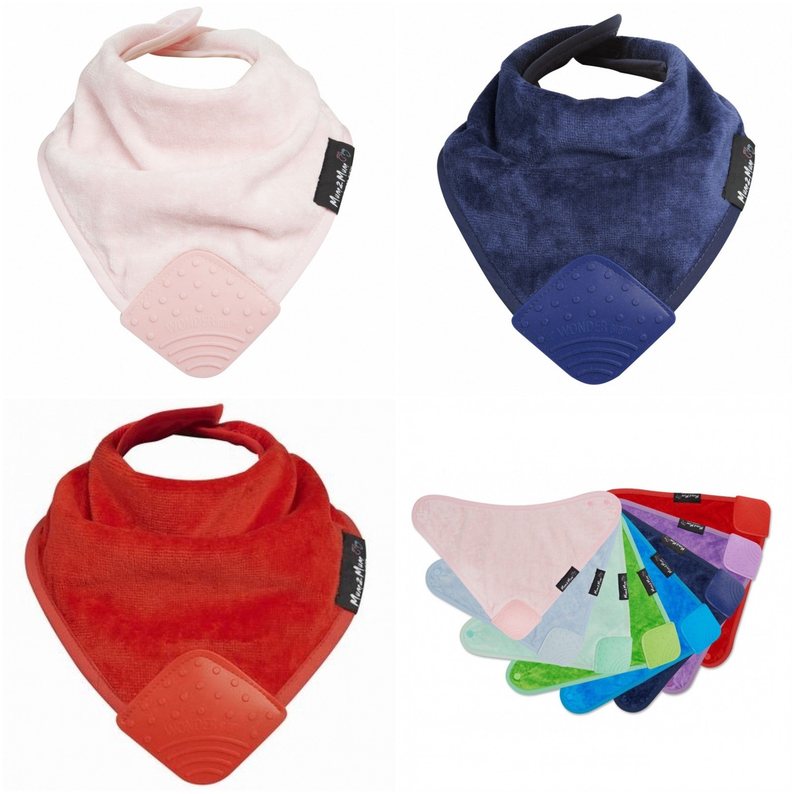 3 PACK - Mum 2 Mum Teething Bandana Wonder Bib - Six Colours