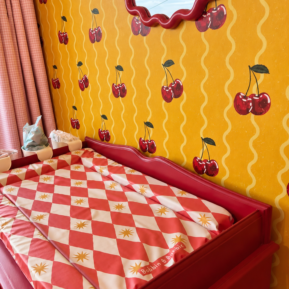 Bobbin and Bumble Standard Changing Mat - Red Harlequin