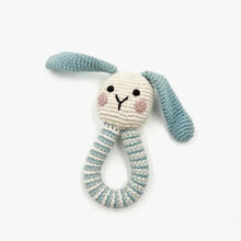 Bunny Toy and Ring Rattle Gift Set in Duck Egg Blue