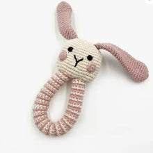 Bunny Toy and Ring Rattle Gift Set in Dusty Pink