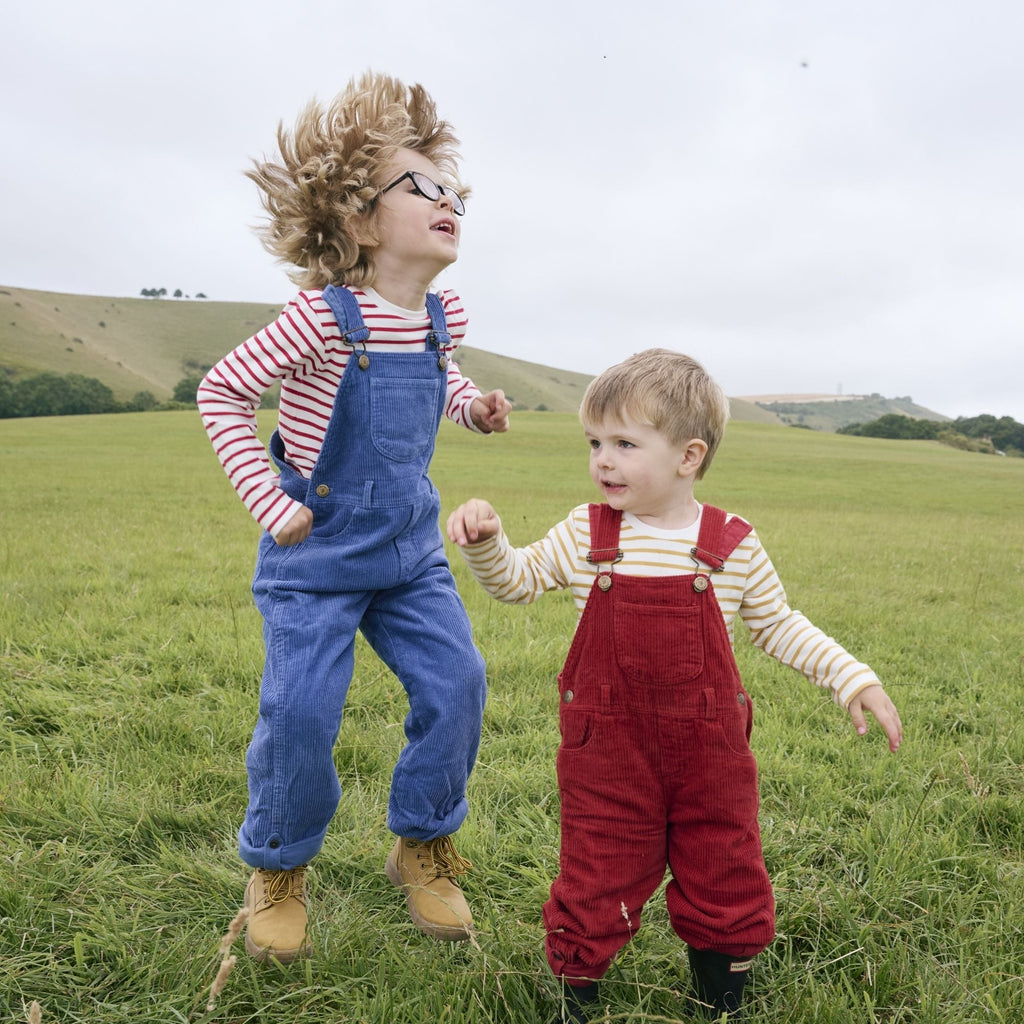 Dotty Dungarees Chunky Cord Dungarees - Robin Red