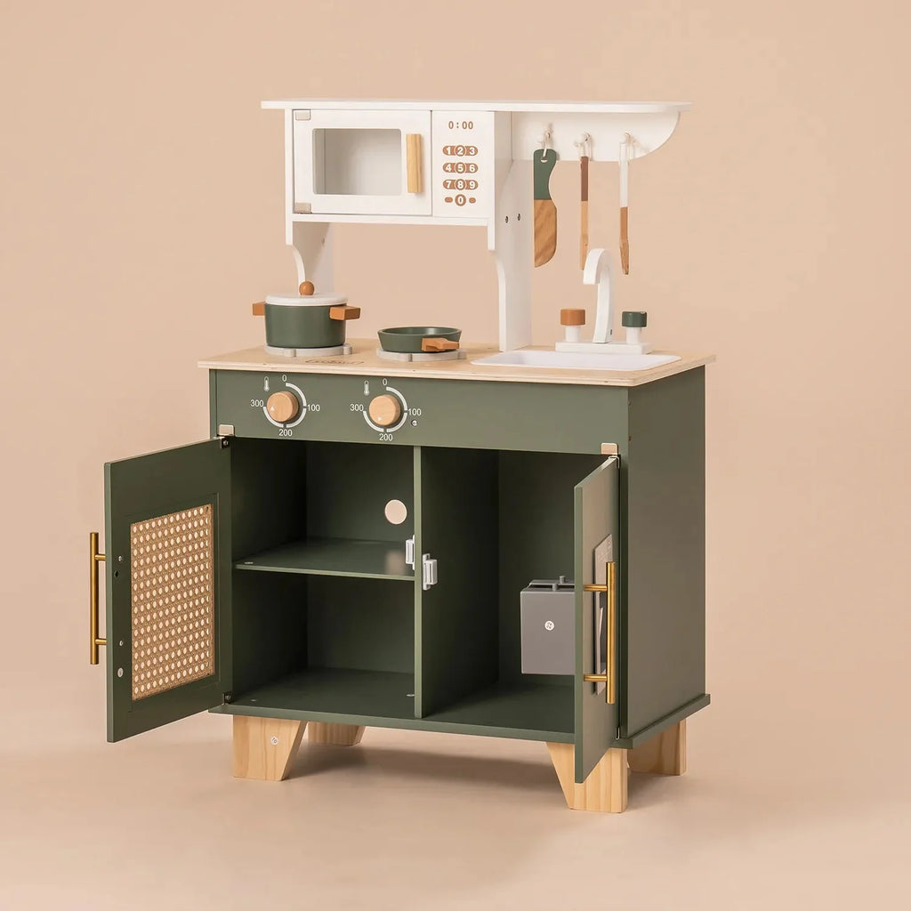 Wooden Play Kitchen - Vintage Green
