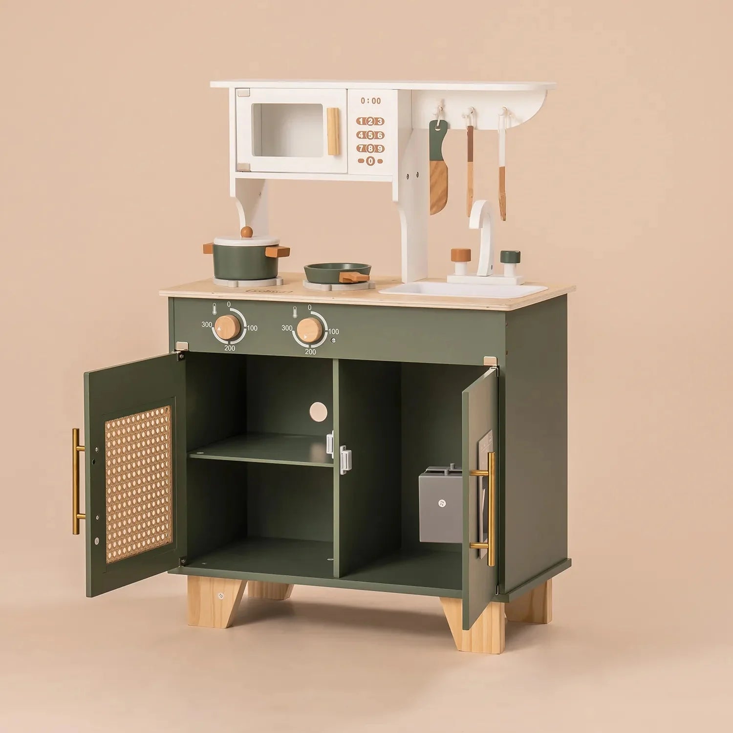 Wooden Play Kitchen - Vintage Green