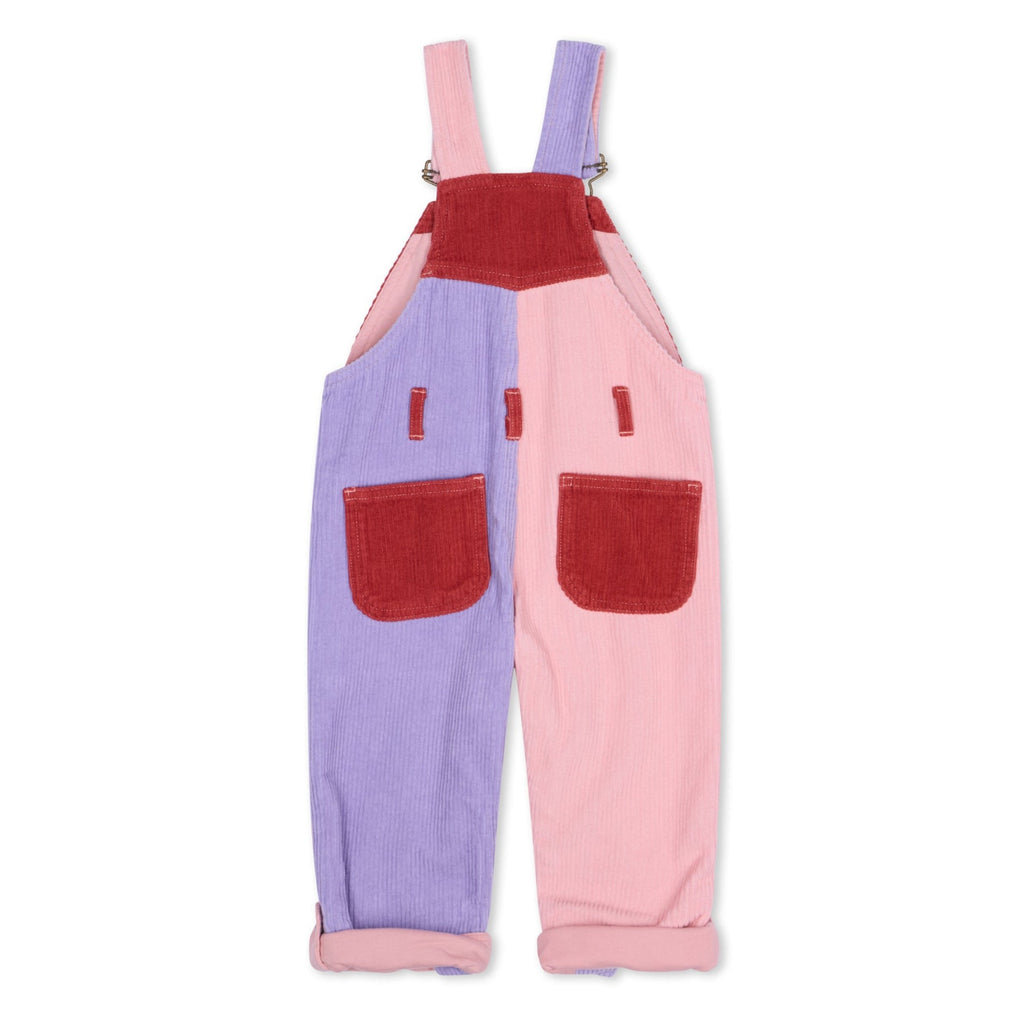 Dotty Dungarees Patchwork Chunky Cord Dungarees - Rosebed
