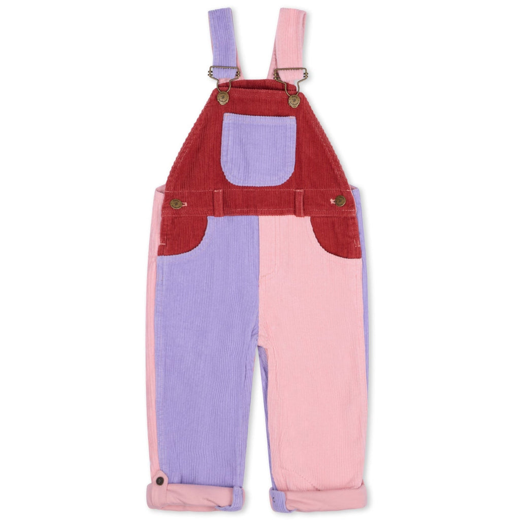 Dotty Dungarees Patchwork Chunky Cord Dungarees - Rosebed