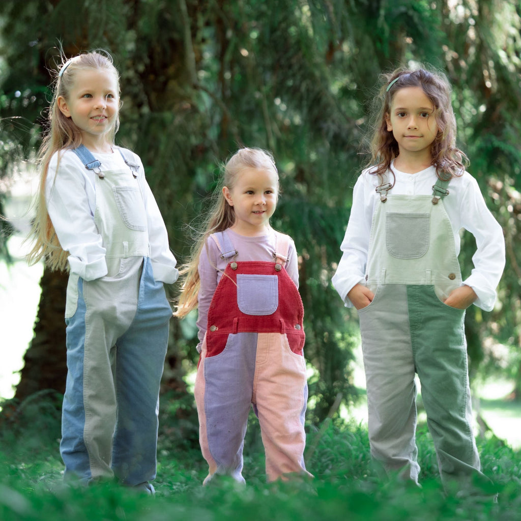 Dotty Dungarees Patchwork Chunky Cord Dungarees - Rosebed