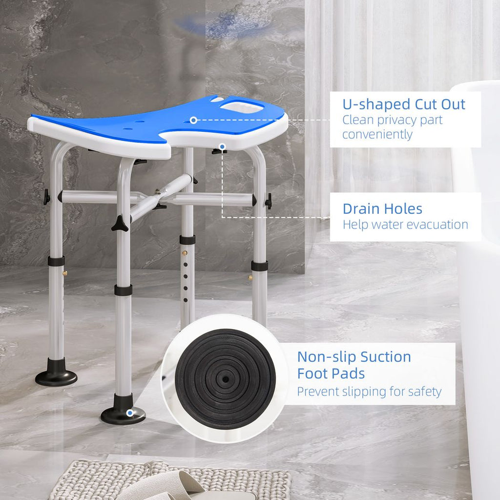 Bath / Shower Stool & Grab Handle, Adjustable Height - Max 150kg